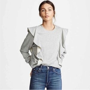 A.L.C. Keller Ruffle Crewneck Pullover Sweatshirt Size S
